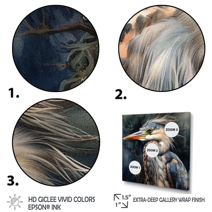 Graceful Heron Waterbird III - Animals Canvas Wall Art
