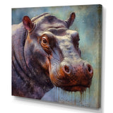 Hippo Portrait - Hippopotamus Framed Canvas Art