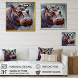 Hippo Portrait - Hippopotamus Framed Canvas Art