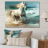 Horse On The Beach II - Animals Canvas Wall Art