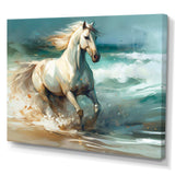 Horse On The Beach II - Animals Canvas Wall Art