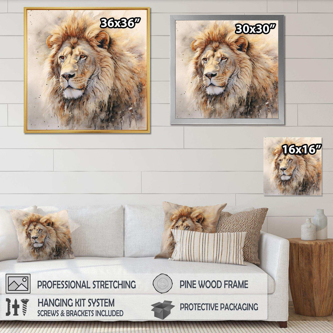 Fierce Lion III - Animals Canvas Wall Art