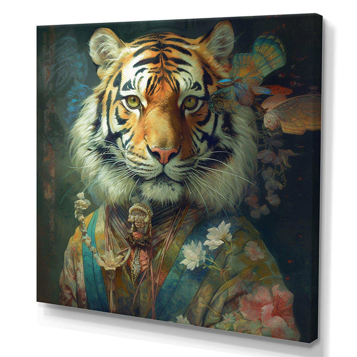Vintage Tiger Portrait - Animals Canvas Wall Art