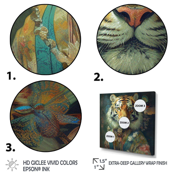 Vintage Tiger Portrait - Animals Canvas Wall Art
