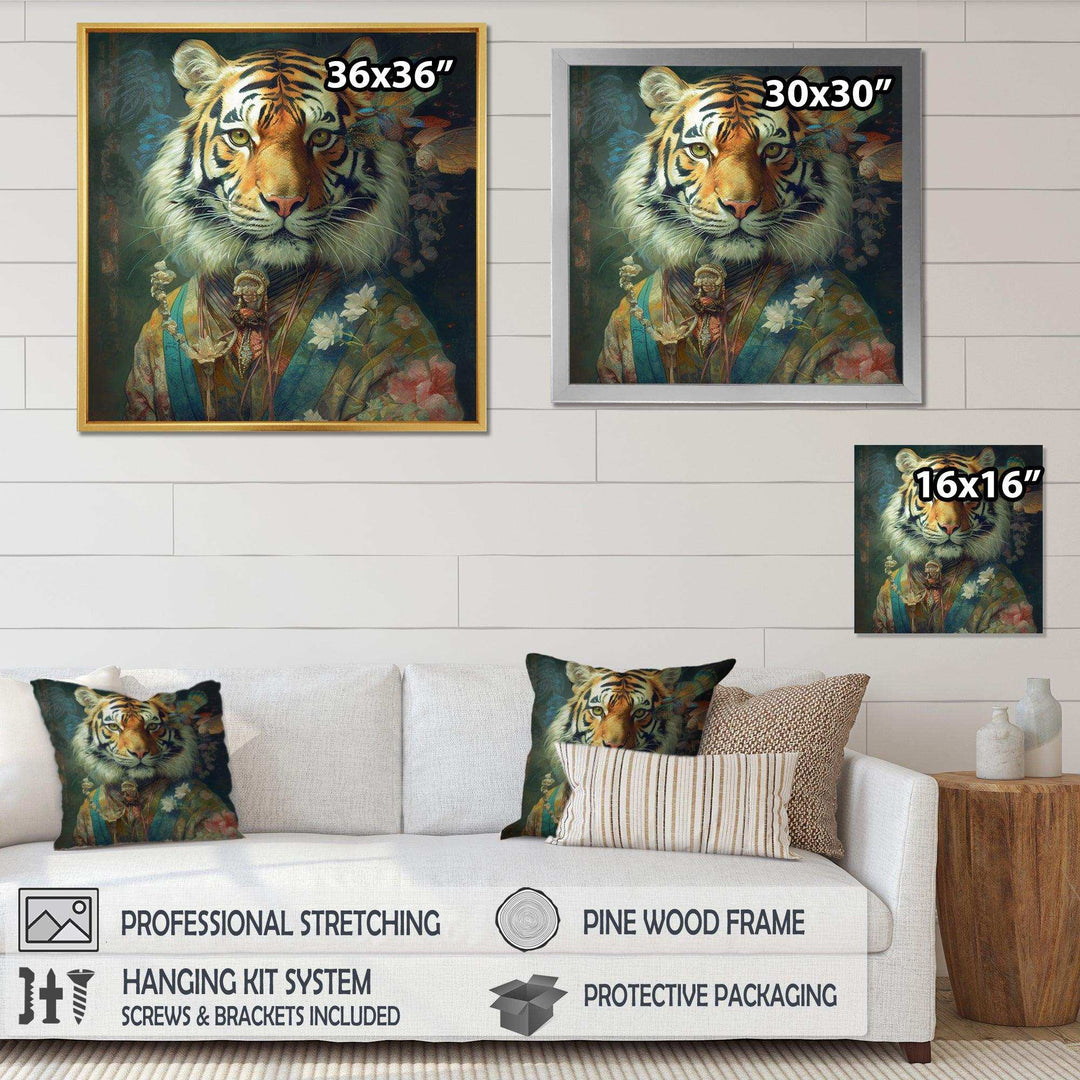 Vintage Tiger Portrait - Animals Canvas Wall Art