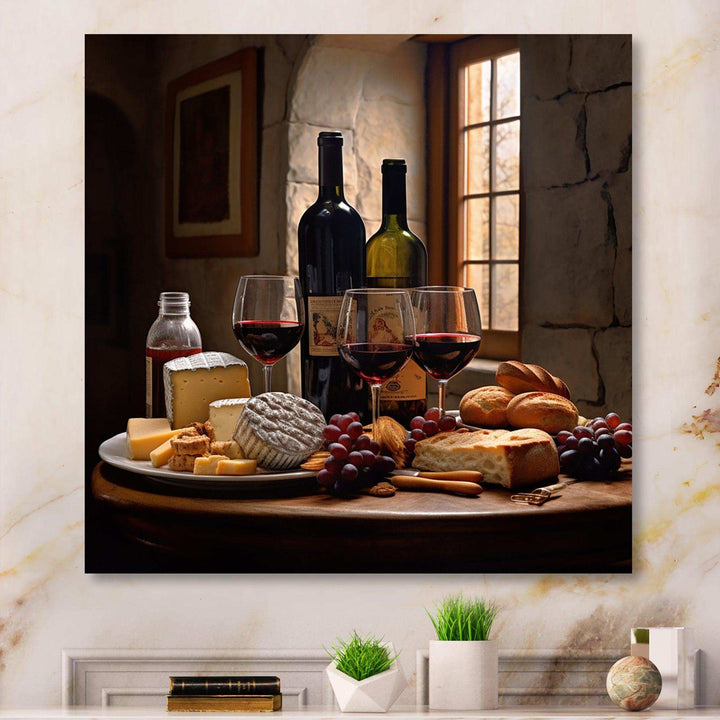 Cheese and Wine I - Food &amp; Beverage Canvas Wall Art