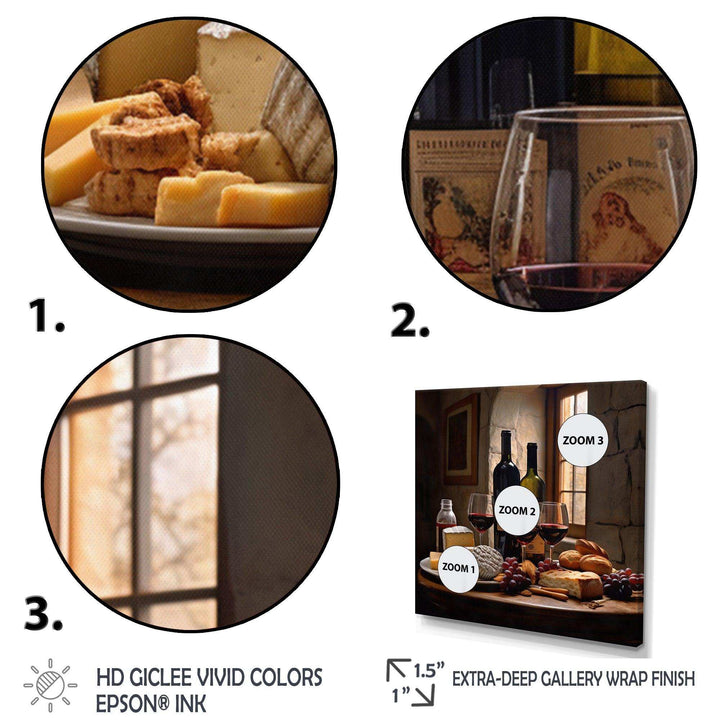 Cheese and Wine I - Food &amp; Beverage Canvas Wall Art