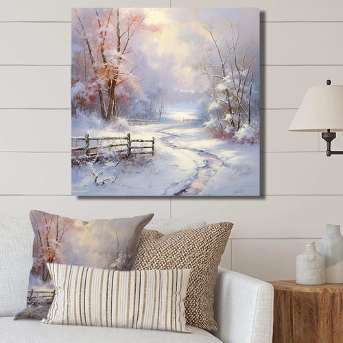 Winter'S Silente River - Landscapes Canvas Wall Art