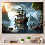 Pirate Ship At Sea - People Canvas Wall Art