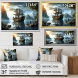 Pirate Ship At Sea - People Canvas Wall Art