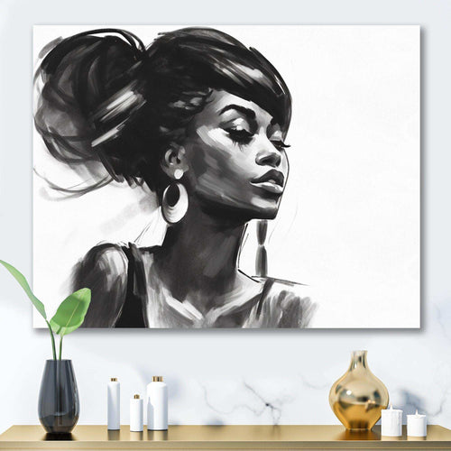 Black and White African American Woman V - Fashion Canvas Wall Art