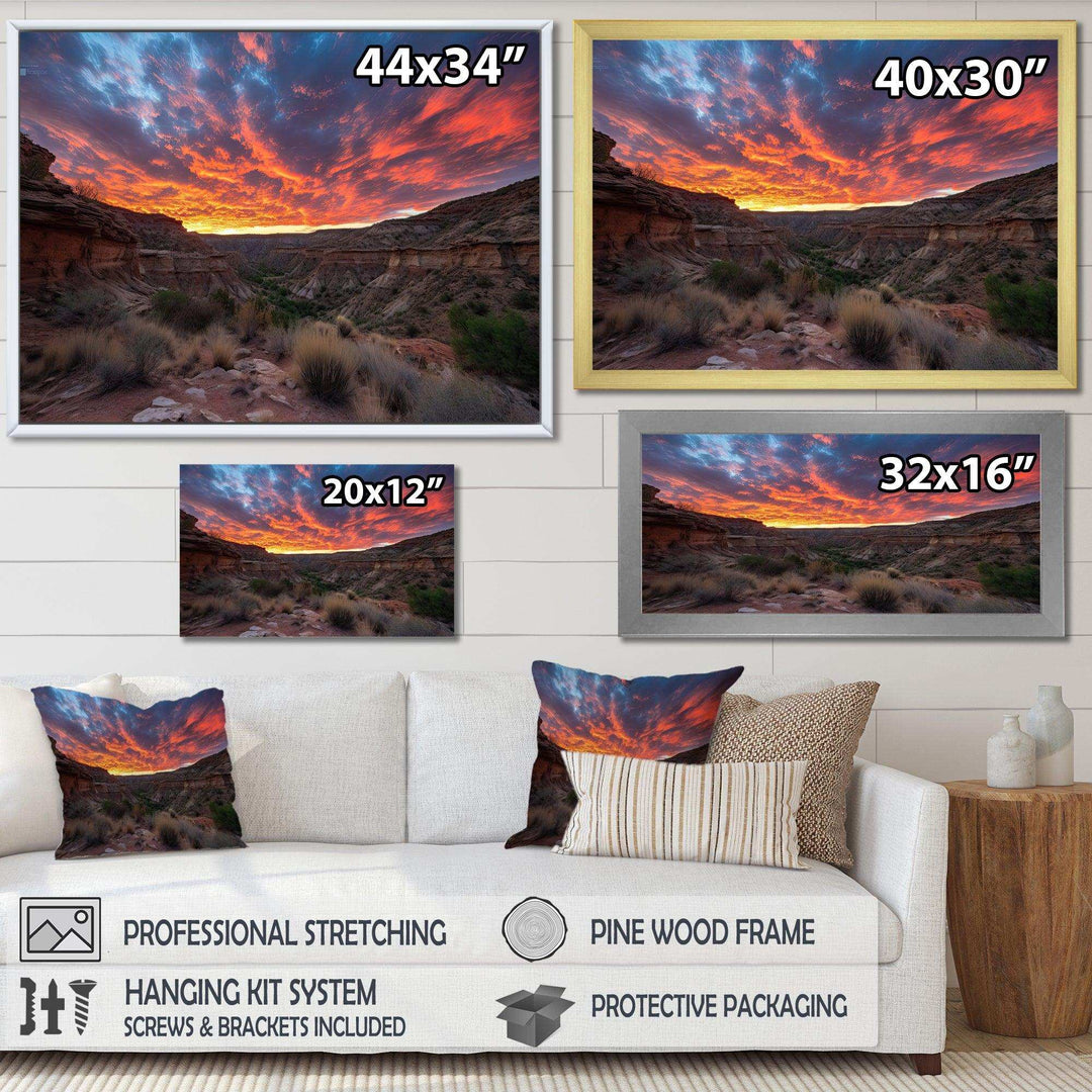 Fiery Canyon Sunset I - Landscapes Canvas Wall Art
