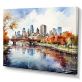 Minneapolis City In Autumn I - Cityscapes Canvas Wall Art