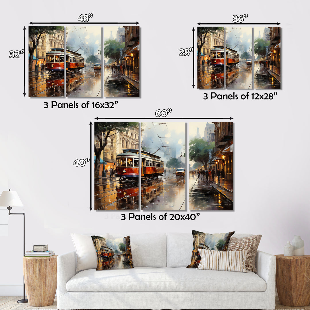 New Orleans Cityscape Comes Alive At Night II - Canvas Multipanels Set of 3