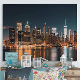 Reflection Of New York City At Night - Cityscapes Canvas Wall Art