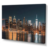 Reflection Of New York City At Night - Cityscapes Canvas Wall Art