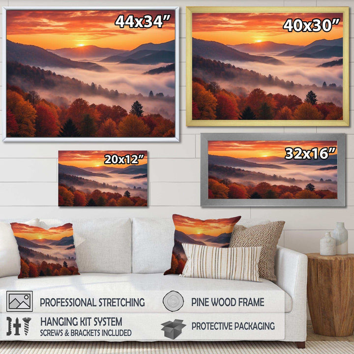 Tennessee Great Smoky Mountains Sunset II - Landscapes Canvas Wall Art