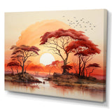 Red Yellow African Landscape - Landscapes Canvas Wall Art