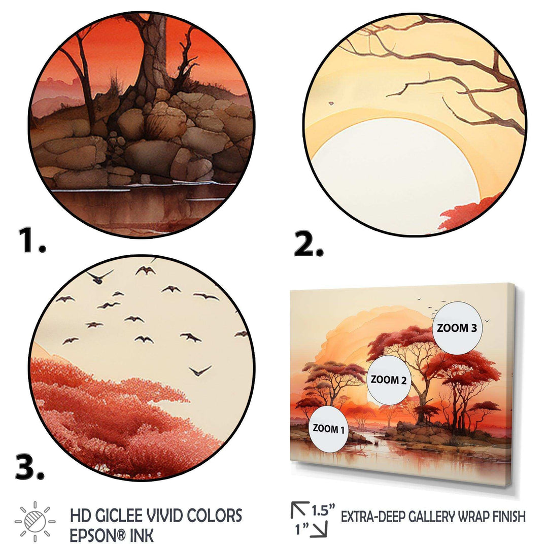 Red Yellow African Landscape - Landscapes Canvas Wall Art