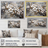 White Grey Cherry Blossum Harmony I - Floral Canvas Wall Art