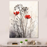 Red Grey Herb Garden I - Floral Canvas Wall Art