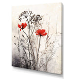 Red Grey Herb Garden I - Floral Canvas Wall Art