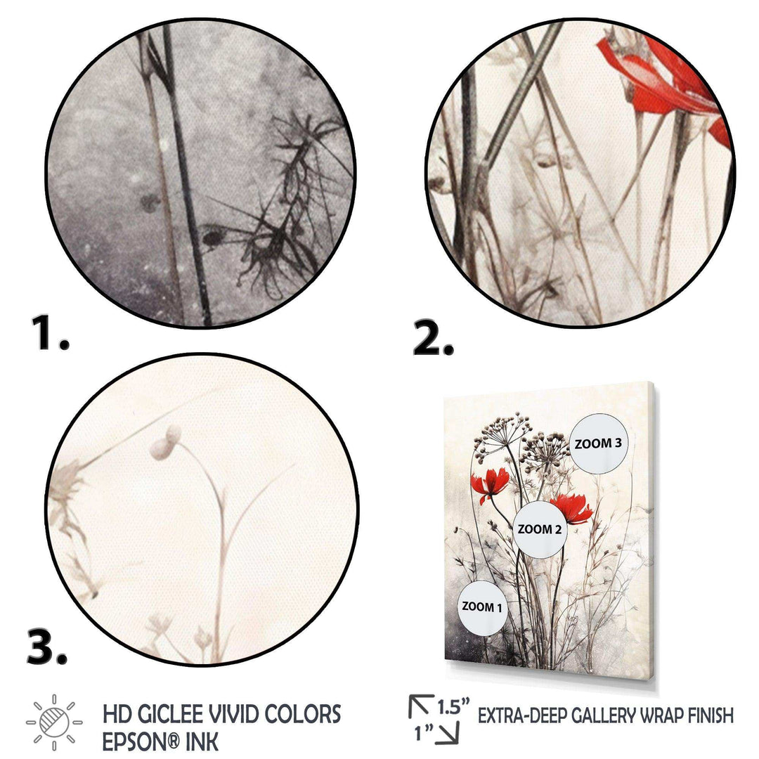 Red Grey Herb Garden I - Floral Canvas Wall Art