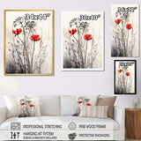 Red Grey Herb Garden I - Floral Canvas Wall Art