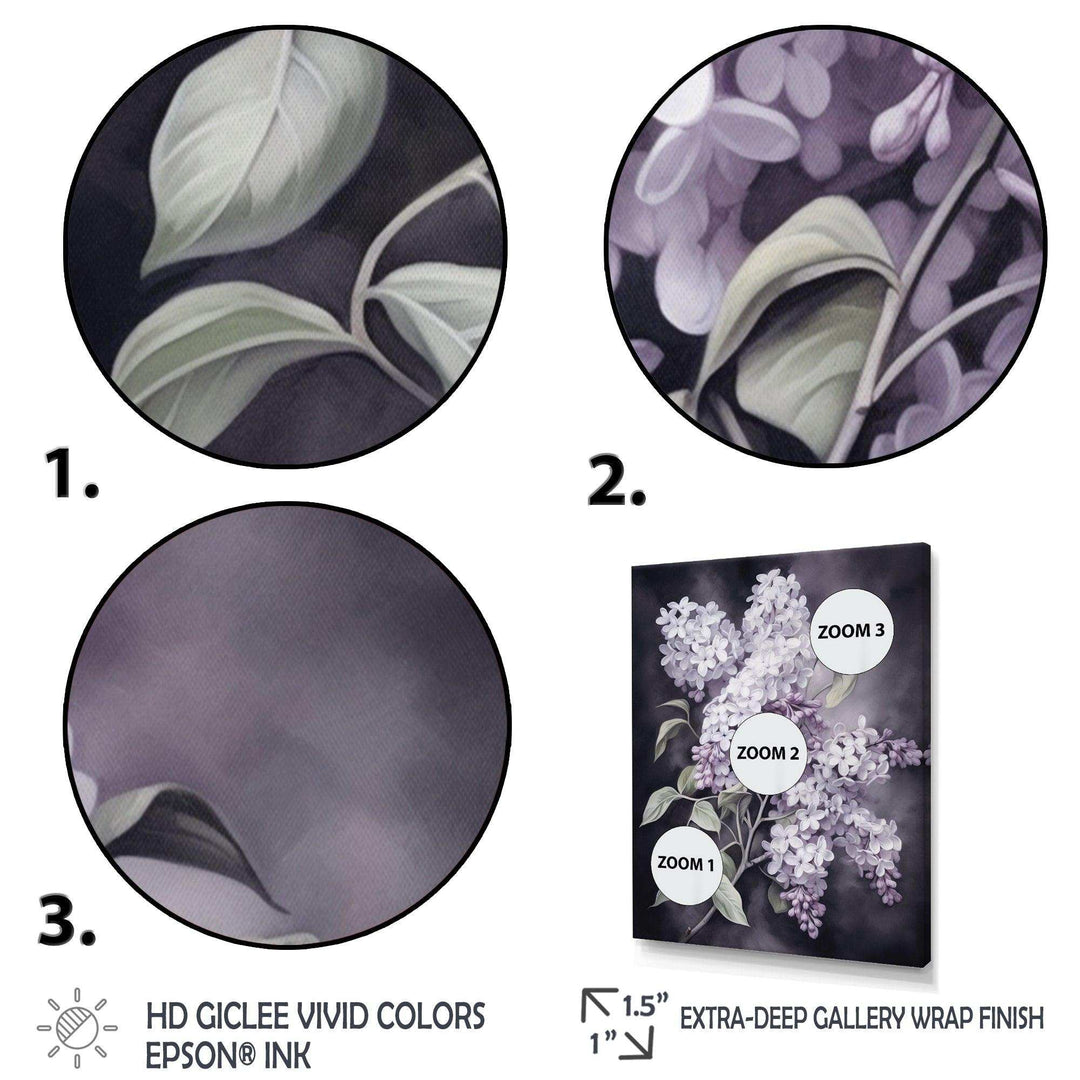 Purple Green Lilacs Fragrants Blossum - Floral Canvas Wall Art