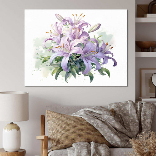 Purple Green Lily Symphony I - Floral Canvas Wall Art