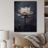 Grey Monochrome Lotus Symphony III - Floral Canvas Wall Art