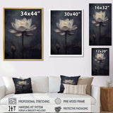 Grey Monochrome Lotus Symphony III - Floral Canvas Wall Art