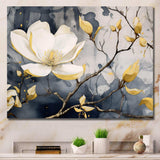 Yellow Grey Magnolias Nature Elegance III - Floral Canvas Wall Art