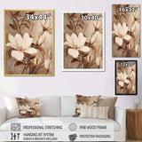 White Brown Magnolias Nature Serenity - Floral Canvas Wall Art