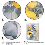 Yellow and Grey Minimalism Pansies - Floral Canvas Wall Art