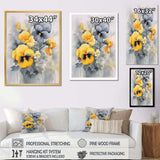 Yellow and Grey Minimalism Pansies - Floral Canvas Wall Art