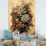 Grey Brown Succulent Resilience - Floral Canvas Wall Art