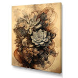 Grey Brown Succulent Resilience - Floral Canvas Wall Art