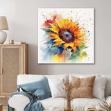 Yellow Blue Golden Sunflowers I - Floral Canvas Wall Art