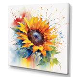 Yellow Blue Golden Sunflowers I - Floral Canvas Wall Art