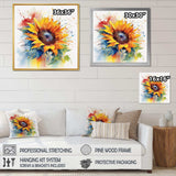 Yellow Blue Golden Sunflowers I - Floral Canvas Wall Art