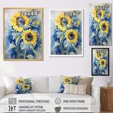 Yellow Blue Sunflower Golden - Floral Canvas Wall Art