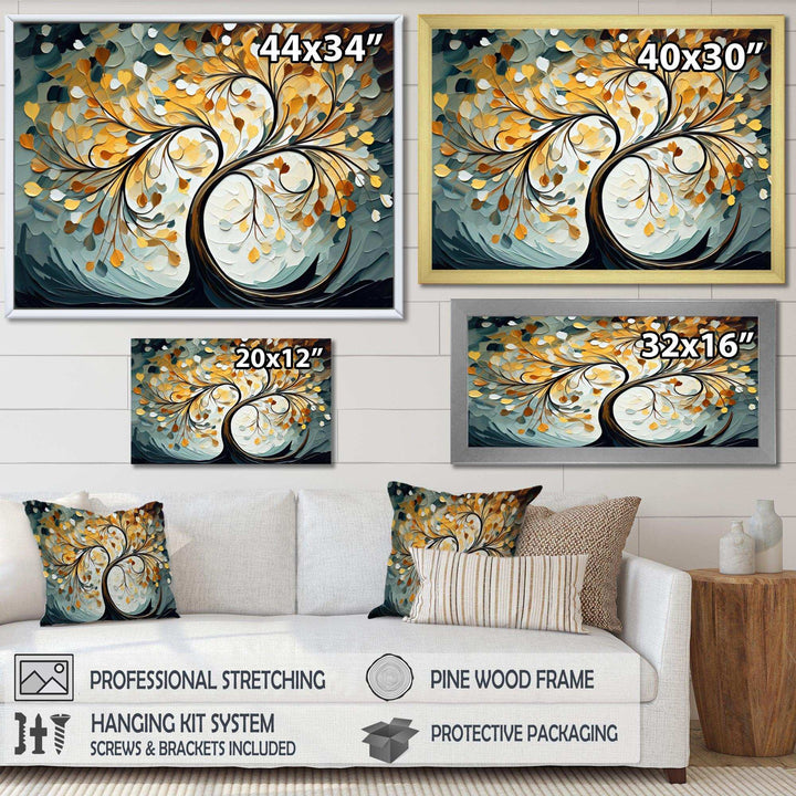 Yellow Grey Majestic Canopy Tree - Landscapes Canvas Wall Art