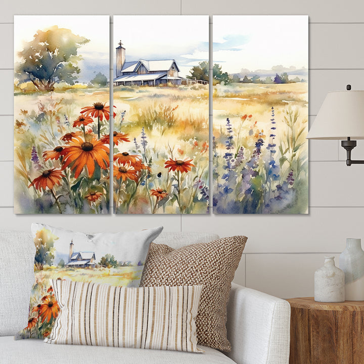 Green White Meadow At The Farm II - Multi-Panels