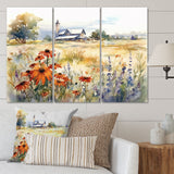 Green White Meadow At The Farm II - Split Panel Canvas Art