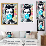 Audrey Hepburn Blue Bubble Gum - People Canvas Wall Art