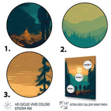 Yellow Teal Bold Hiking Sunset I - Hiking Canvas Wall Art