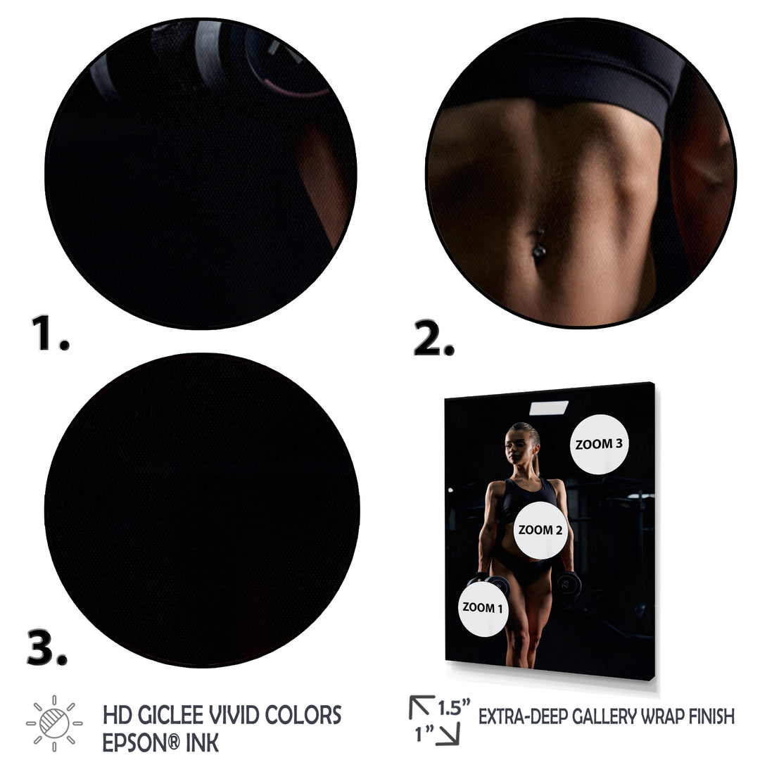 Weightlifting Woman Gym Portrait I - Weightlifting Canvas Wall Art