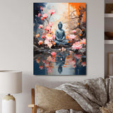 Floral Buddha In Meditation I - Spiritual Canvas Wall Art