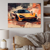 Orange Exotic Car On Offroad I - Transportation Canvas Wall Art